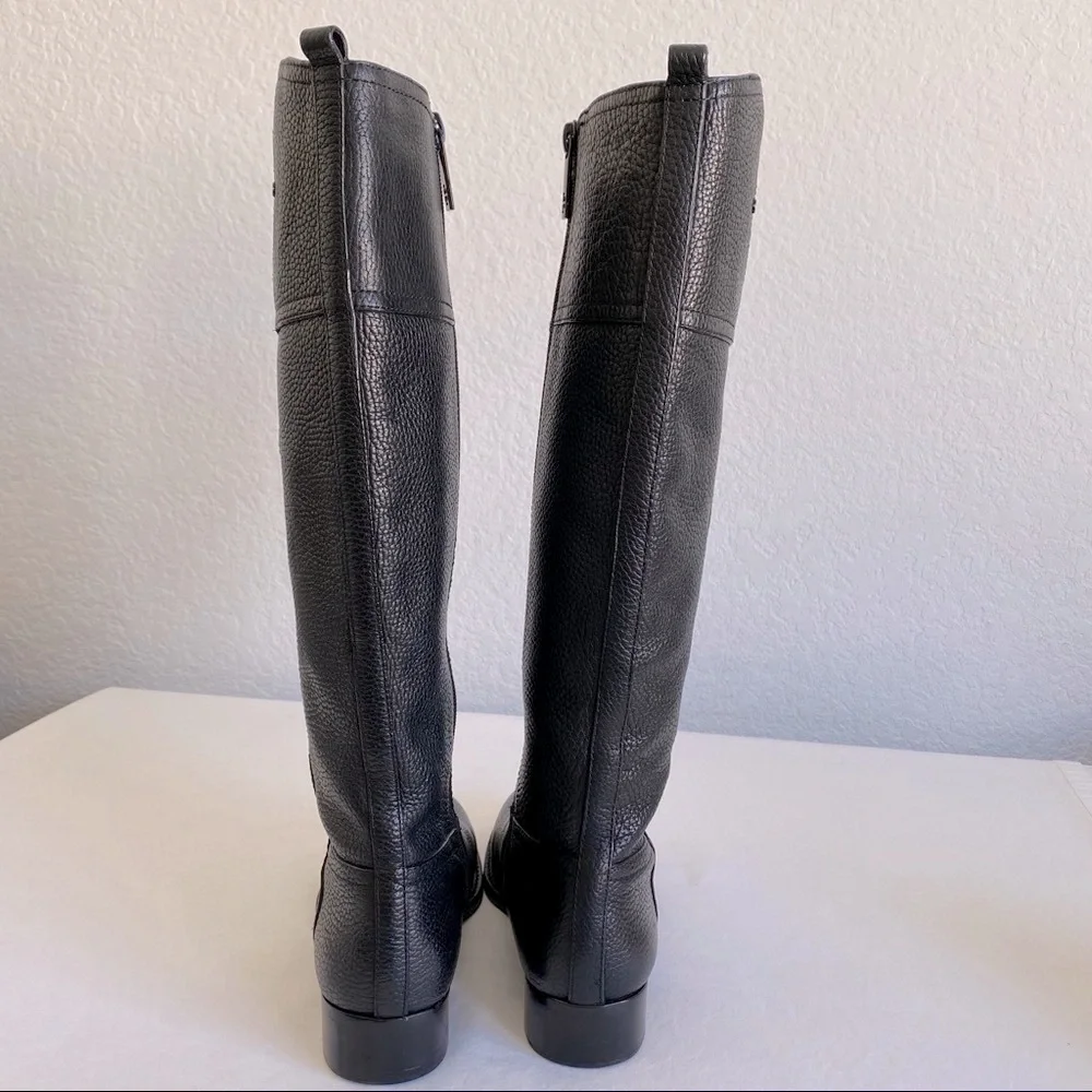 Tory Burch Kiernan logo Riding Leather Boots Black